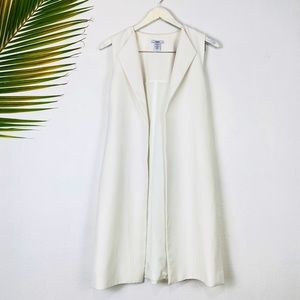 BAR III White Sleeveless Open Front Duster Vest S